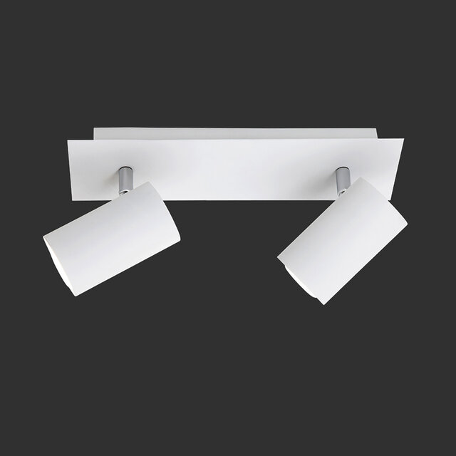 Mat witte 2-lichts plafondspot met GU10 fitting en wit licht tot 35W