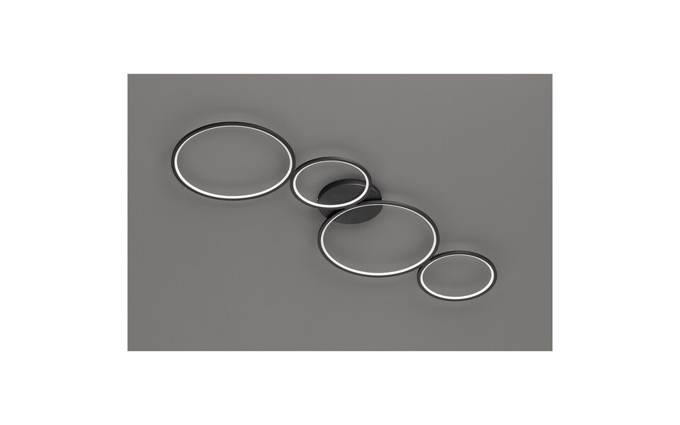 HLW LED LED Plafondlamp - Trion Rondy - 37W - Warm Wit 3000K - Dimbaar - Rond - Mat Zwart - Aluminium HLW LED LED Plafondlamp - Trion Rondy - 37W - Warm Wit 3000K - Dimbaar - Rond - Mat Zwart - Aluminium