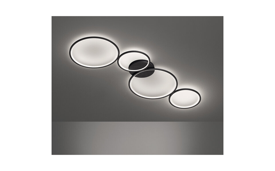 HLW LED LED Plafondlamp - Trion Rondy - 37W - Warm Wit 3000K - Dimbaar - Rond - Mat Zwart - Aluminium HLW LED LED Plafondlamp - Trion Rondy - 37W - Warm Wit 3000K - Dimbaar - Rond - Mat Zwart - Aluminium