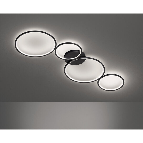 HLW LED LED Plafondlamp - Trion Rondy - 37W - Warm Wit 3000K - Dimbaar - Rond - Mat Zwart - Aluminium HLW LED LED Plafondlamp - Trion Rondy - 37W - Warm Wit 3000K - Dimbaar - Rond - Mat Zwart - Aluminium