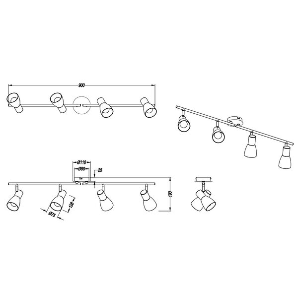 HLW LED LED Plafondspot - Trion Vosta - E14 Fitting - 16W - Warm Wit 3000K - 4-lichts - Rechthoek - Mat Nikkel - Aluminium HLW LED LED Plafondspot - Trion Vosta - E14 Fitting - 16W - Warm Wit 3000K - 4-lichts - Rechthoek - Mat Nikkel - Aluminium