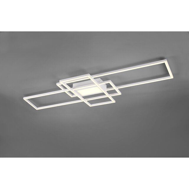 HLW LED LED Plafondlamp - Plafondverlichting - Trion Urano - 60W - Aanpasbare Kleur - Afstandsbediening - Dimbaar - Rechthoek - Mat Wit - Aluminium