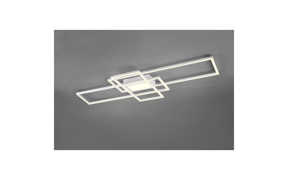 HLW LED LED Plafondlamp - Plafondverlichting - Trion Urano - 60W - Aanpasbare Kleur - Afstandsbediening - Dimbaar - Rechthoek - Mat Wit - Aluminium