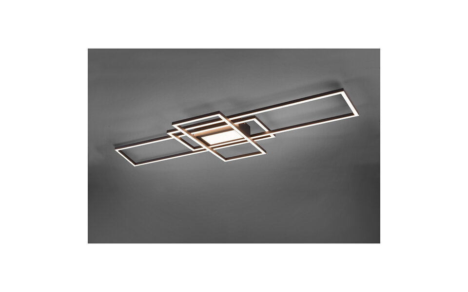 HLW LED LED Ceiling Lamp - Ceiling Lighting - Trion Urano - 60W - Adjustable Color - Remote Control - Dimmable - Rectangle - Matte Anthracite - Aluminum