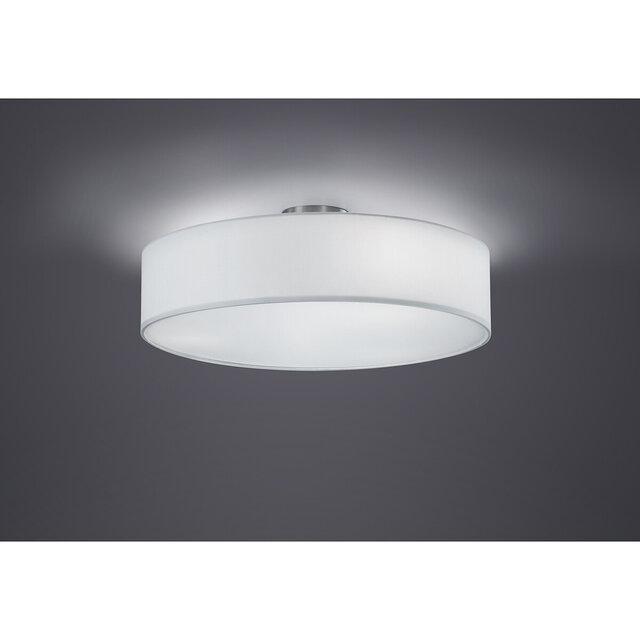 ronde LED plafondlamp mat nikkel met drie E27 fittingen en wit licht, Ø50 cm, maximaal 60W