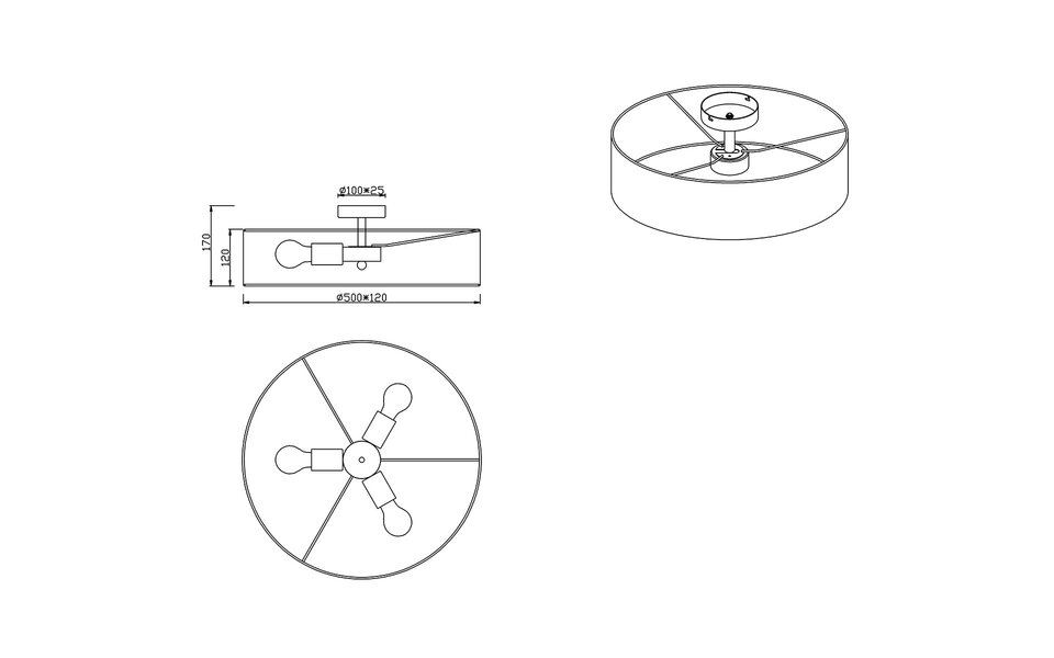 HLW LED LED Ceiling Lamp - Ceiling Lighting - Trion Hotia - E27 Fitting - 3 Lights - Round - Matte White - Aluminum
