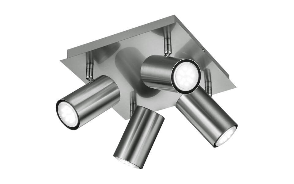 HLW LED LED Ceiling Spotlight - Trion Mary - GU10 Fitting - 4-light - Square - Matte Nickel - Aluminum
