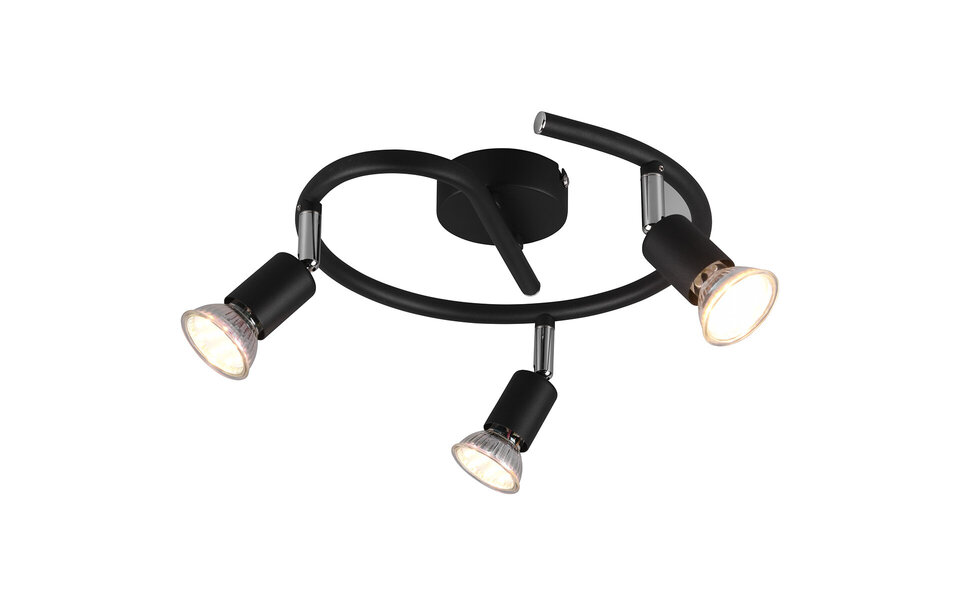 HLW LED LED Plafondspot - Trion Pamo - GU10 Fitting - 3-lichts - Rond - Mat Zwart - Aluminium