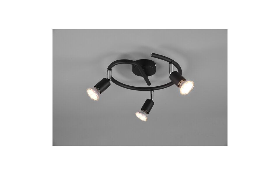 HLW LED LED Plafondspot - Trion Pamo - GU10 Fitting - 3-lichts - Rond - Mat Zwart - Aluminium