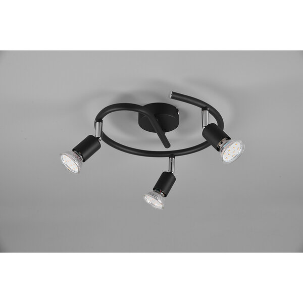 HLW LED LED Plafondspot - Trion Pamo - GU10 Fitting - 3-lichts - Rond - Mat Zwart - Aluminium HLW LED LED Plafondspot - Trion Pamo - GU10 Fitting - 3-lichts - Rond - Mat Zwart - Aluminium