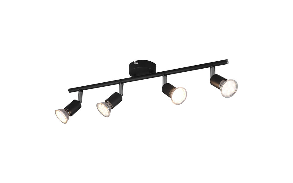 HLW LED LED Plafondspot - Trion Pamo - GU10 Fitting - 4-lichts - Rond - Mat Zwart - Aluminium