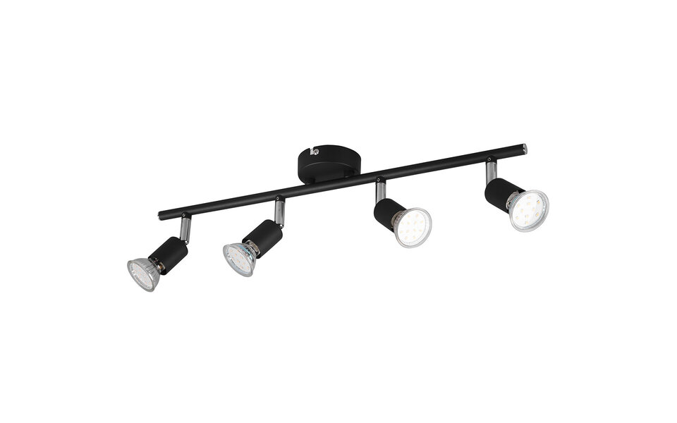 HLW LED LED Plafondspot - Trion Pamo - GU10 Fitting - 4-lichts - Rond - Mat Zwart - Aluminium