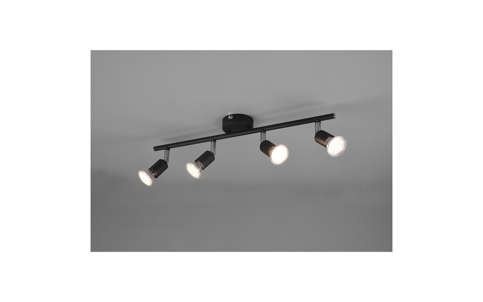 HLW LED LED Plafondspot - Trion Pamo - GU10 Fitting - 4-lichts - Rond - Mat Zwart - Aluminium