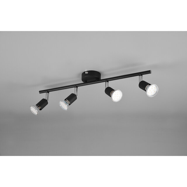 HLW LED LED Ceiling Spotlight - Trion Pamo - GU10 Fitting - 4-light - Round - Matte Black - Aluminum