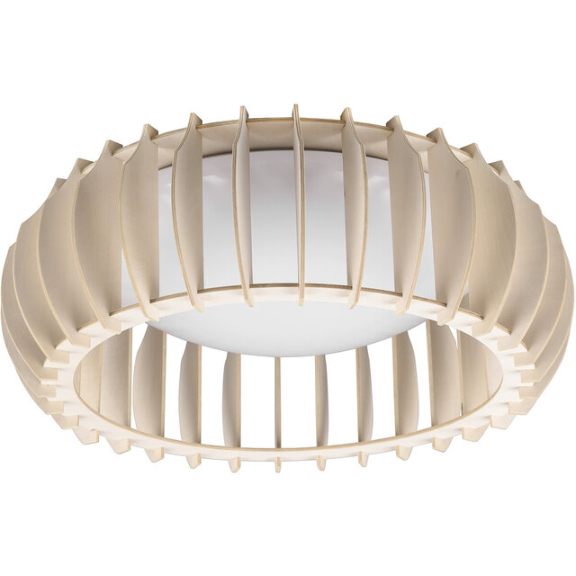 HLW LED LED Ceiling Lamp - Ceiling Lighting - Trion Manto - 16.5W - Warm White 3000K - Dimmable - Round - Wood Color - Plastic
