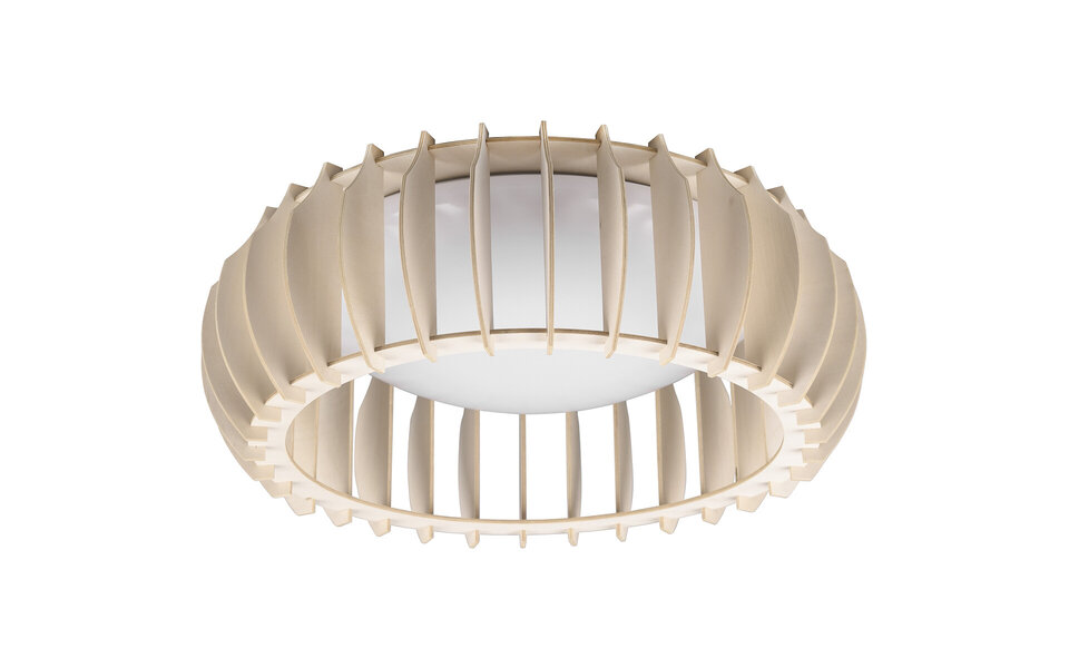 HLW LED LED Ceiling Lamp - Ceiling Lighting - Trion Manto - 16.5W - Warm White 3000K - Dimmable - Round - Wood Color - Plastic