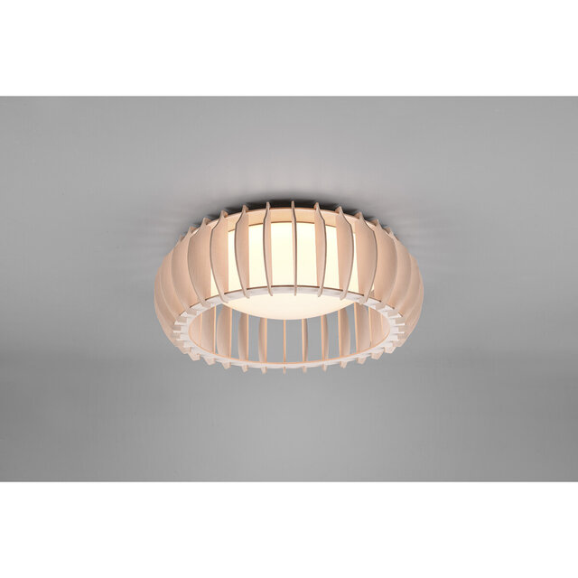 HLW LED LED Plafondlamp - Plafondverlichting - Trion Manto - 16.5W - Warm Wit 3000K - Dimbaar - Rond - Houtkleur - Kunststof