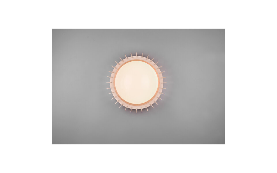 HLW LED LED Ceiling Lamp - Ceiling Lighting - Trion Manto - 16.5W - Warm White 3000K - Dimmable - Round - Wood Color - Plastic