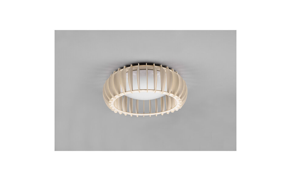 HLW LED LED Ceiling Lamp - Ceiling Lighting - Trion Manto - 16.5W - Warm White 3000K - Dimmable - Round - Wood Color - Plastic