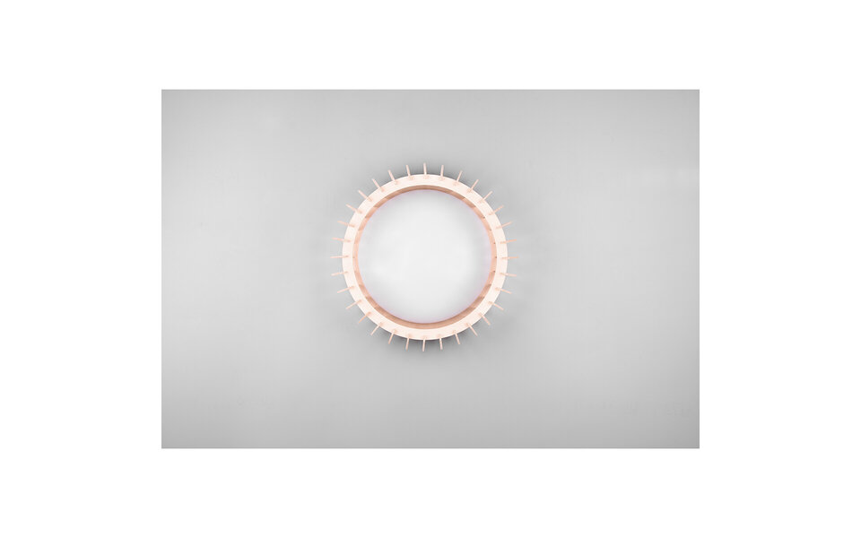 HLW LED LED Ceiling Lamp - Ceiling Lighting - Trion Manto - 16.5W - Warm White 3000K - Dimmable - Round - Wood Color - Plastic