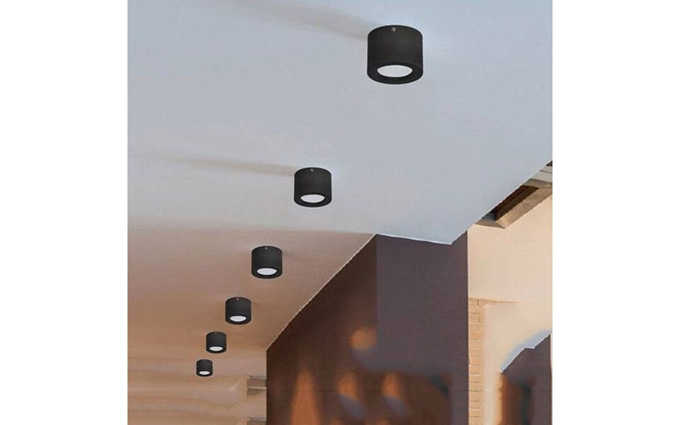 HLW LED LED Downlight - Opbouw Rond Hoog 15W - Natuurlijk Wit 4200K - Mat Zwart Aluminium - Ø180mm