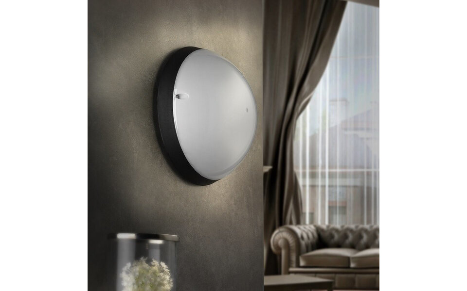 HLW LED LED Plafondlamp - Badkamerlamp - Opbouw Rond 12W - Waterdicht IP54 - Helder/Koud Wit 6400K - Mat Zwart Kunststof