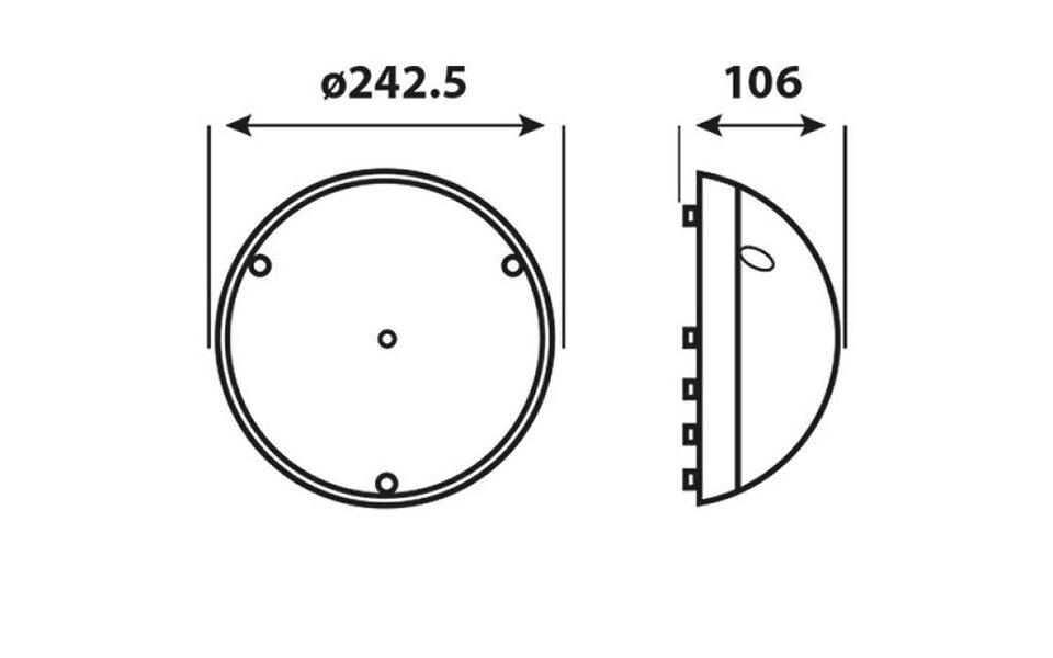 HLW LED LED Ceiling Light - Bathroom Light - Surface Mounted Round 12W - Waterproof IP54 - Bright/Cool White 6400K - Matte Black Plastic
