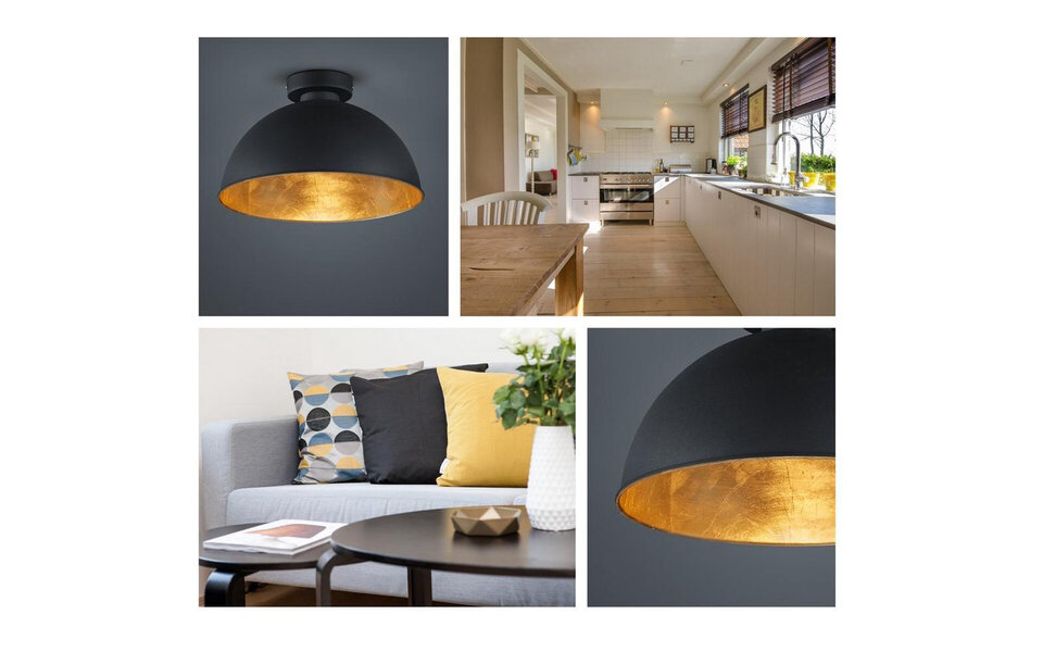 HLW LED LED Plafondlamp - Plafondverlichting - Trion Jin - E27 Fitting - Rond - Mat Zwart - Aluminium HLW LED LED Plafondlamp - Plafondverlichting - Trion Jin - E27 Fitting - Rond - Mat Zwart - Aluminium