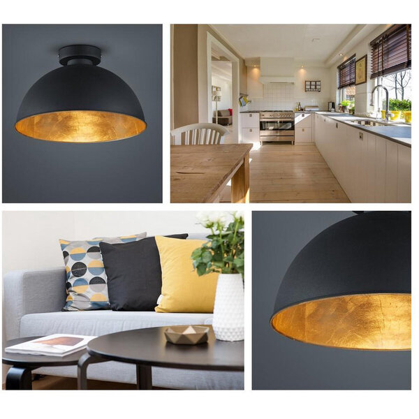 HLW LED LED Plafondlamp - Plafondverlichting - Trion Jin - E27 Fitting - Rond - Mat Zwart - Aluminium