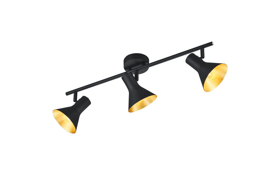 HLW LED LED Plafondspot - Trion Nana - E14 Fitting - 3-lichts - Rond - Mat Zwart/Goud - Aluminium HLW LED LED Plafondspot - Trion Nana - E14 Fitting - 3-lichts - Rond - Mat Zwart/Goud - Aluminium