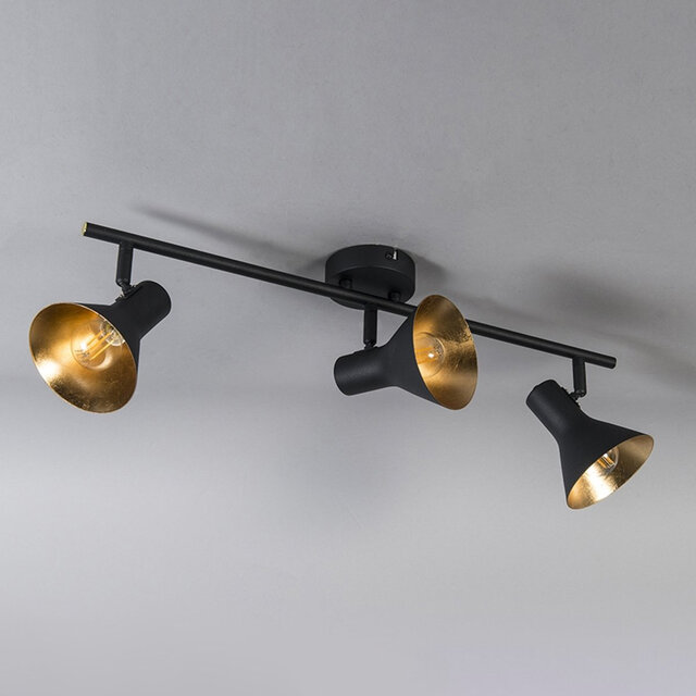 HLW LED LED Ceiling Spotlight - Trion Nana - E14 Fitting - 3-light - Round - Matte Black/Gold - Aluminum HLW LED LED Ceiling Spotlight - Trion Nana - E14 Fitting - 3-light - Round - Matte Black/Gold - Aluminum