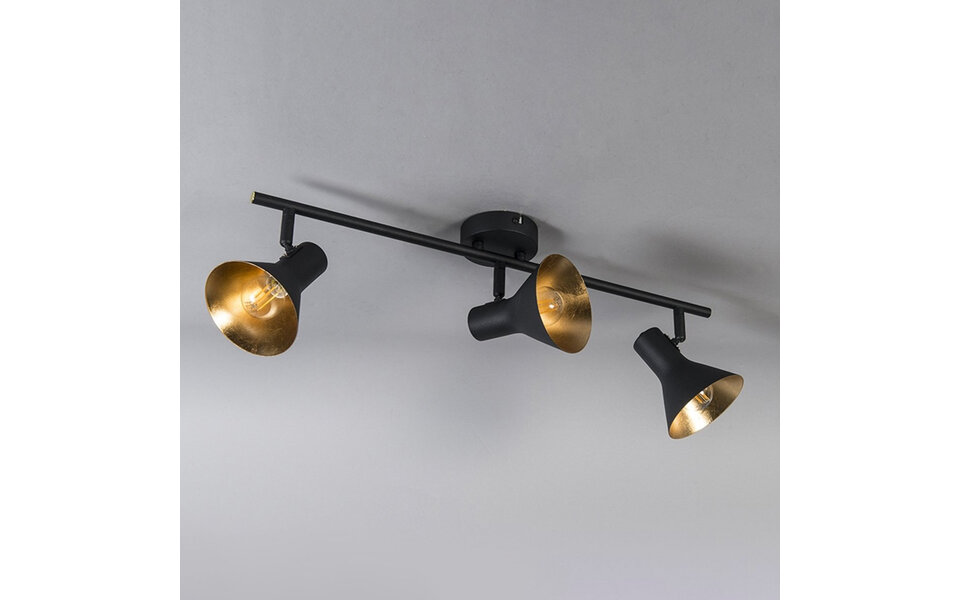 HLW LED LED Ceiling Spotlight - Trion Nana - E14 Fitting - 3-light - Round - Matte Black/Gold - Aluminum HLW LED LED Ceiling Spotlight - Trion Nana - E14 Fitting - 3-light - Round - Matte Black/Gold - Aluminum