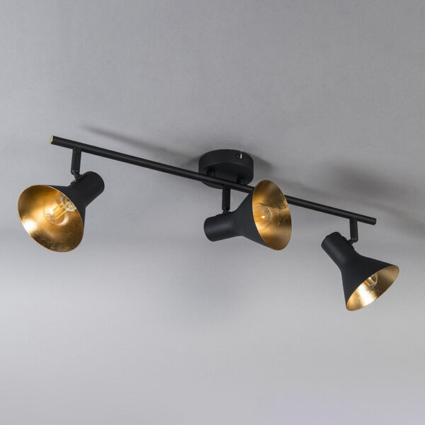 HLW LED LED Plafondspot - Trion Nana - E14 Fitting - 3-lichts - Rond - Mat Zwart/Goud - Aluminium HLW LED LED Plafondspot - Trion Nana - E14 Fitting - 3-lichts - Rond - Mat Zwart/Goud - Aluminium