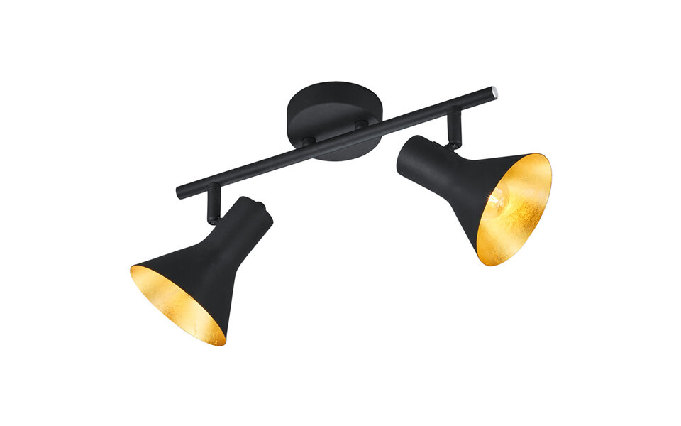 HLW LED LED Plafondspot - Trion Nana - E14 Fitting - 2-lichts - Rond - Mat Zwart/Goud - Aluminium HLW LED LED Plafondspot - Trion Nana - E14 Fitting - 2-lichts - Rond - Mat Zwart/Goud - Aluminium