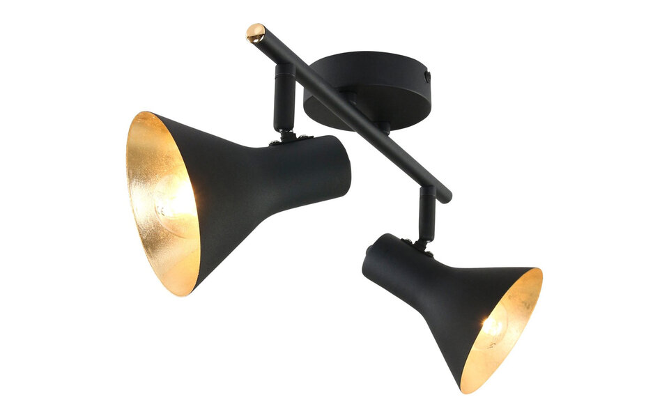 HLW LED LED Plafondspot - Trion Nana - E14 Fitting - 2-lichts - Rond - Mat Zwart/Goud - Aluminium HLW LED LED Plafondspot - Trion Nana - E14 Fitting - 2-lichts - Rond - Mat Zwart/Goud - Aluminium