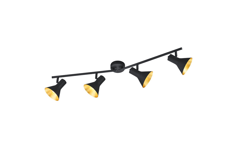 HLW LED LED Ceiling Spotlight - Trion Nana - E14 Fitting - 4-light - Adjustable - Round - Matte Black/Gold - Aluminum