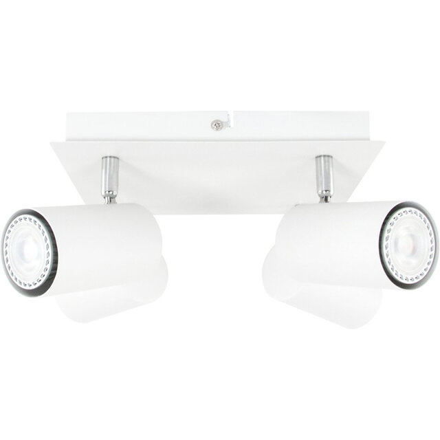 Mat witte LED plafondspot met 4 GU10 fittingen en maximaal 35W vermogen voor binnenverlichting Mat witte LED plafondspot met 4 GU10 fittingen en maximaal 35W vermogen voor binnenverlichting