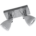 LED Ceiling Spotlight - Trion Conry - GU10 Fitting - 2-light - Rectangular - Matte Gray Concrete Look - Aluminum