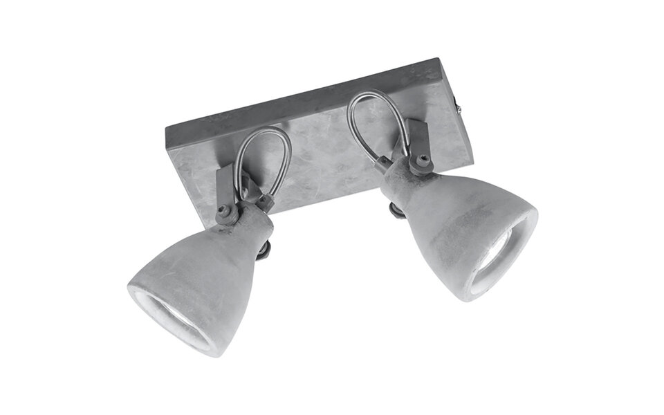 HLW LED LED Ceiling Spotlight - Trion Conry - GU10 Fitting - 2-light - Rectangular - Matte Gray Concrete Look - Aluminum