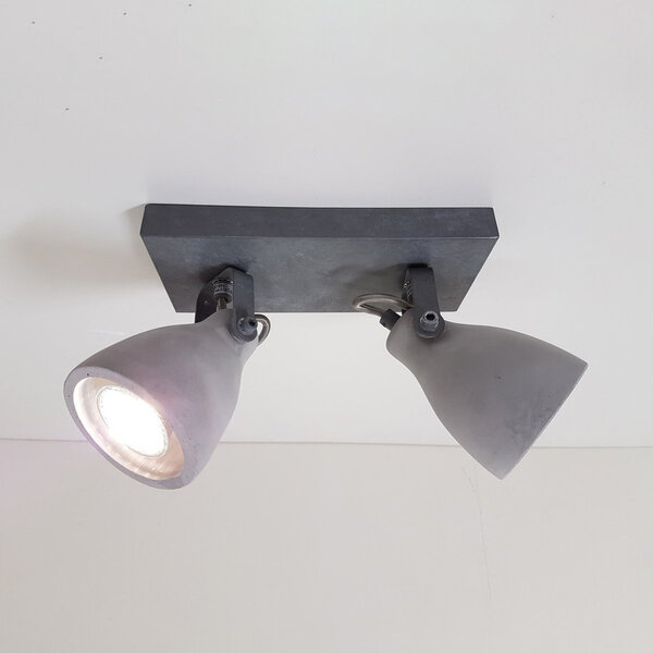 HLW LED LED Plafondspot - Trion Conry - GU10 Fitting - 2-lichts - Rechthoek - Mat Grijs Beton Look - Aluminium HLW LED LED Plafondspot - Trion Conry - GU10 Fitting - 2-lichts - Rechthoek - Mat Grijs Beton Look - Aluminium