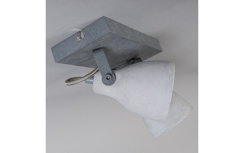 HLW LED LED Ceiling Spotlight - Trion Conry - GU10 Fitting - 2-light - Rectangular - Matte Gray Concrete Look - Aluminum