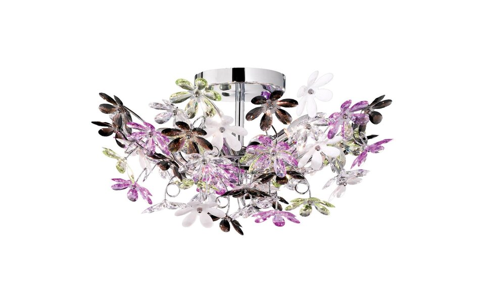 HLW LED LED Ceiling Light - Ceiling Lighting - Trion Flowy - E14 Fitting - 4 Lights - Round - Gloss Chrome Aluminum