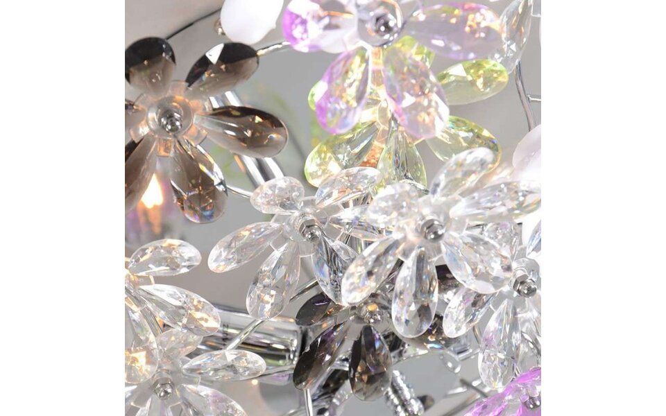 HLW LED LED Ceiling Light - Ceiling Lighting - Trion Flowy - E14 Fitting - 4 Lights - Round - Gloss Chrome Aluminum