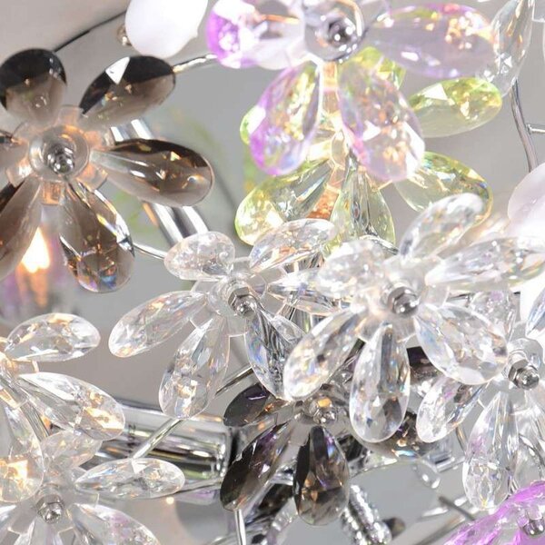 HLW LED LED Plafondlamp - Plafondverlichting - Trion Flowy - E14 Fitting - 4-lichts - Rond - Glans Chroom Aluminium