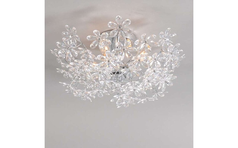 HLW LED LED Plafondlamp - Plafondverlichting - Trion Flowy - E14 Fitting - 4-lichts - Rond - Glans Chroom Aluminium