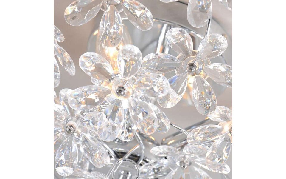 HLW LED LED Ceiling Light - Ceiling Lighting - Trion Flowy - E14 Fitting - 4 Lights - Round - Gloss Chrome Aluminum