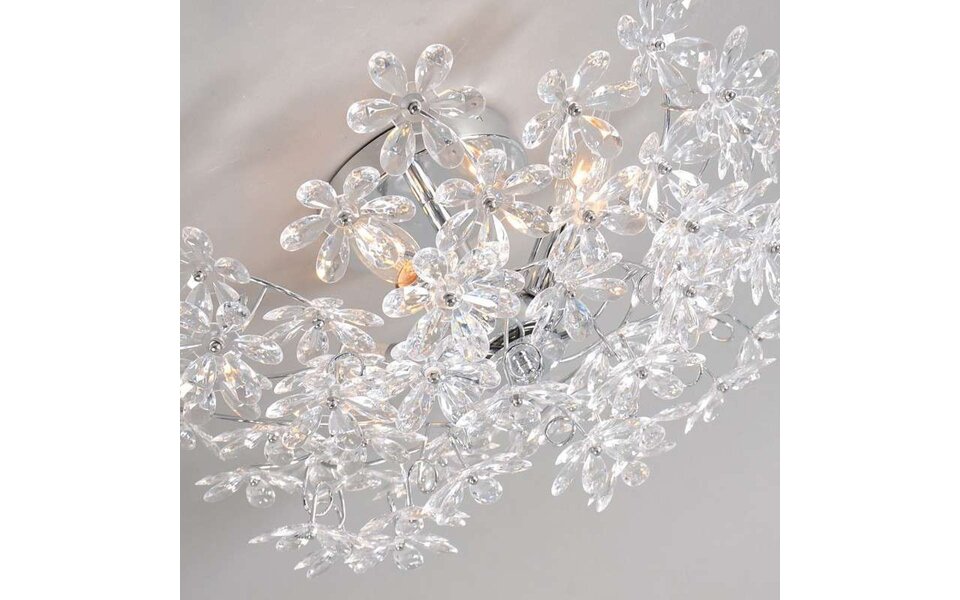 HLW LED LED Ceiling Light - Ceiling Lighting - Trion Flowy - E14 Fitting - 4 Lights - Round - Gloss Chrome Aluminum