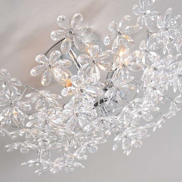 HLW LED LED Plafondlamp - Plafondverlichting - Trion Flowy - E14 Fitting - 4-lichts - Rond - Glans Chroom Aluminium