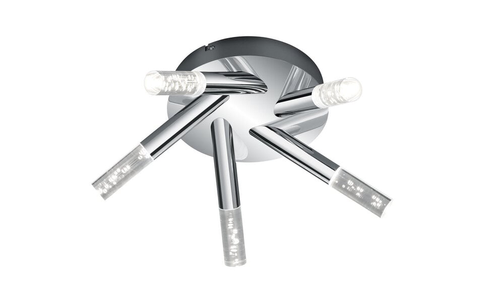 HLW LED LED Ceiling Light - Bathroom Light - Trion Balo - 15W - Warm White 3000K - 5-light - Round - Gloss Chrome - Splashproof IP44 - Aluminum - OSRAM LEDs