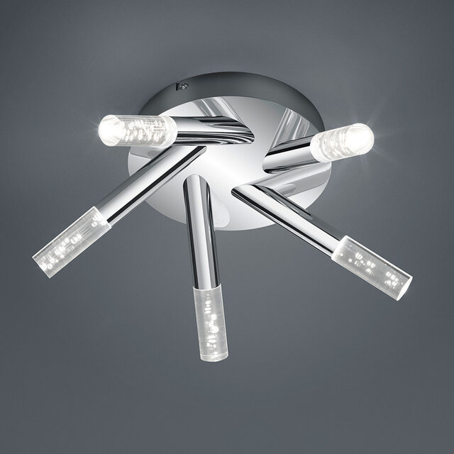 HLW LED LED Plafondlamp - Badkamerlamp - Trion Balo - 15W - Warm Wit 3000K - 5-lichts - Rond - Glans Chroom - Spatwaterdicht IP44 - Aluminium - OSRAM LEDs HLW LED LED Plafondlamp - Badkamerlamp - Trion Balo - 15W - Warm Wit 3000K - 5-lichts - Rond - Glans Chroom - Spatwaterdicht IP44 - Aluminium - OSRAM LEDs